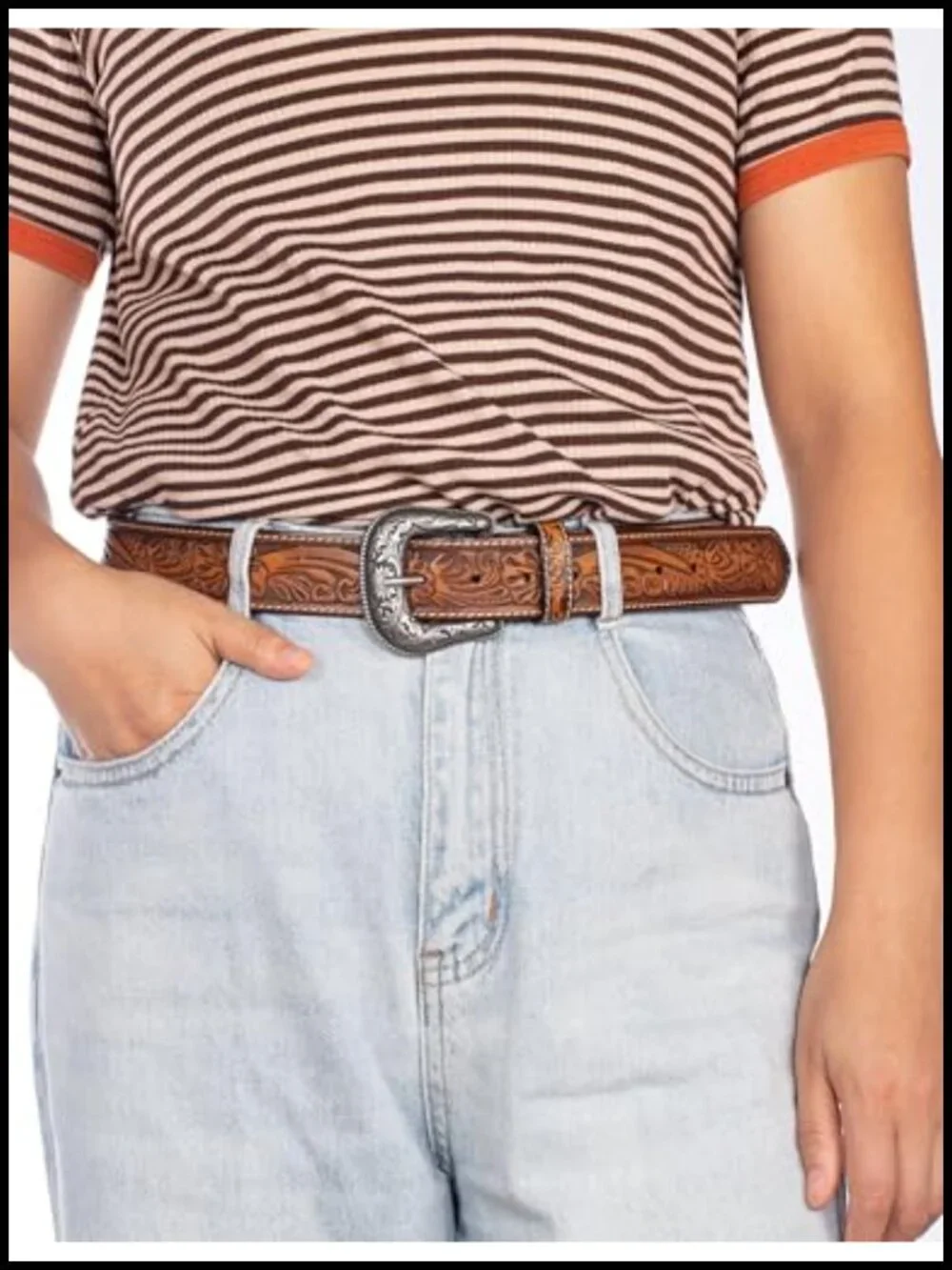 Genuine Leather Western Cowboy Belt 1.5